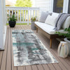 Piper Looms Chantille Abstract ACN1982 Teal Machine Washable Area Rug Runner Outdoor Lifestyle Image Feature
