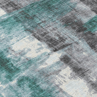 Piper Looms Chantille Abstract ACN1982 Teal Machine Washable Area Rug Swatch Image
