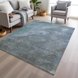 Piper Looms Chantille Abstract ACN1983 Blue Machine Washable Area Rug Lifestyle Image Feature