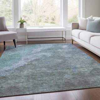 Piper Looms Chantille Abstract ACN1983 Blue Machine Washable Area Rug Lifestyle Image Feature