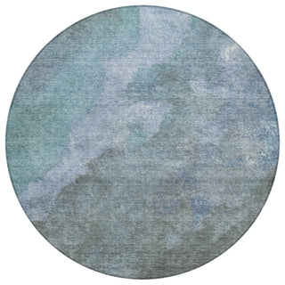 Piper Looms Chantille Abstract ACN1983 Blue Machine Washable Area Rug Round Main Image