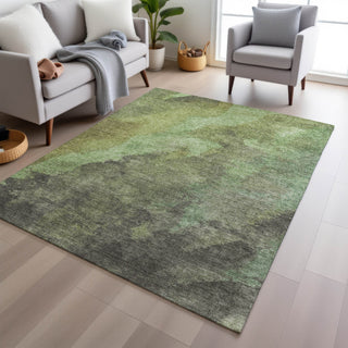 Piper Looms Chantille Abstract ACN1983 Green Machine Washable Area Rug Lifestyle Image Feature