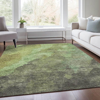 Piper Looms Chantille Abstract ACN1983 Green Machine Washable Area Rug Lifestyle Image Feature
