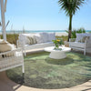 Piper Looms Chantille Abstract ACN1983 Green Machine Washable Area Rug Round Outdoor Lifestyle Image Feature
