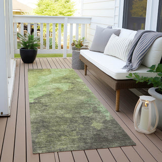 Piper Looms Chantille Abstract ACN1983 Green Machine Washable Area Rug Runner Outdoor Lifestyle Image Feature
