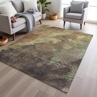 Piper Looms Chantille Abstract ACN1983 Mocha Machine Washable Area Rug Lifestyle Image Feature