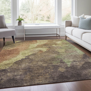 Piper Looms Chantille Abstract ACN1983 Mocha Machine Washable Area Rug Lifestyle Image Feature