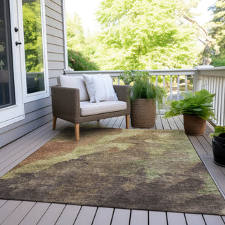 Piper Looms Chantille Abstract ACN1983 Mocha Machine Washable Area Rug Outdoor Lifestyle Image Feature