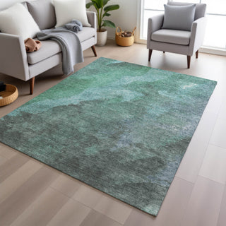 Piper Looms Chantille Abstract ACN1983 Teal Machine Washable Area Rug Lifestyle Image Feature