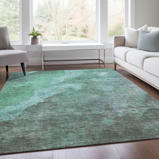 Piper Looms Chantille Abstract ACN1983 Teal Machine Washable Area Rug Lifestyle Image Feature