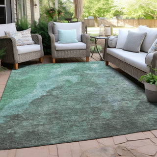 Piper Looms Chantille Abstract ACN1983 Teal Machine Washable Area Rug Outdoor Lifestyle Image Feature