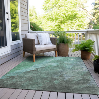 Piper Looms Chantille Abstract ACN1983 Teal Machine Washable Area Rug Outdoor Lifestyle Image Feature