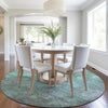 Piper Looms Chantille Abstract ACN1983 Teal Machine Washable Area Rug Round Lifestyle Image Feature