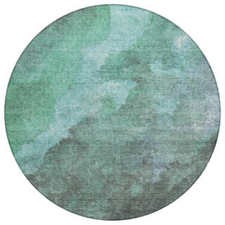 Piper Looms Chantille Abstract ACN1983 Teal Machine Washable Area Rug Round Main Image