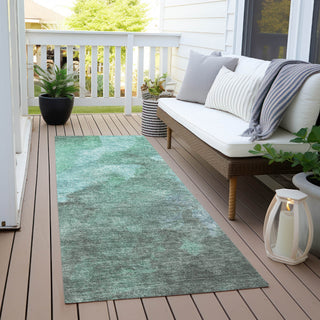 Piper Looms Chantille Abstract ACN1983 Teal Machine Washable Area Rug Runner Outdoor Lifestyle Image Feature
