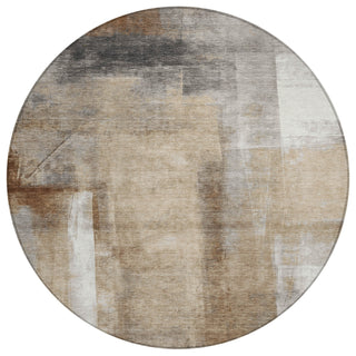 Piper Looms Chantille Abstract ACN1984 Beige Machine Washable Area Rug Round Main Image