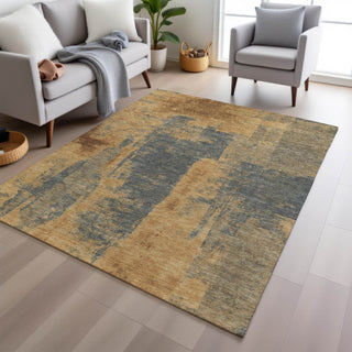 Piper Looms Chantille Abstract ACN1984 Gold Machine Washable Area Rug Lifestyle Image Feature