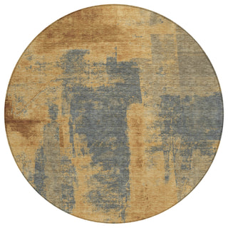 Piper Looms Chantille Abstract ACN1984 Gold Machine Washable Area Rug Round Main Image