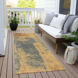 Piper Looms Chantille Abstract ACN1984 Gold Machine Washable Area Rug Runner Outdoor Lifestyle Image Feature