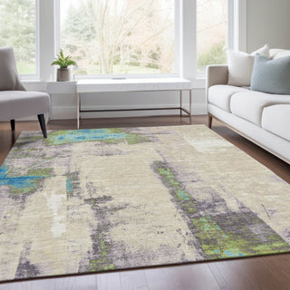 Piper Looms Chantille Abstract ACN1984 Linen Machine Washable Area Rug Lifestyle Image Feature