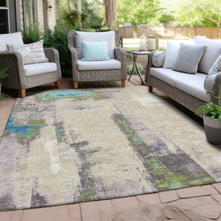 Piper Looms Chantille Abstract ACN1984 Linen Machine Washable Area Rug Outdoor Lifestyle Image Feature