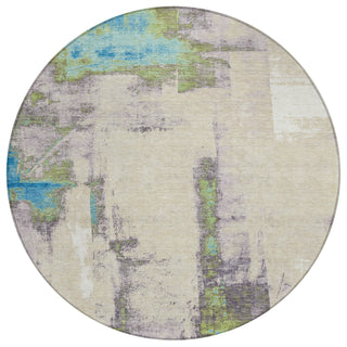 Piper Looms Chantille Abstract ACN1984 Linen Machine Washable Area Rug Round Main Image