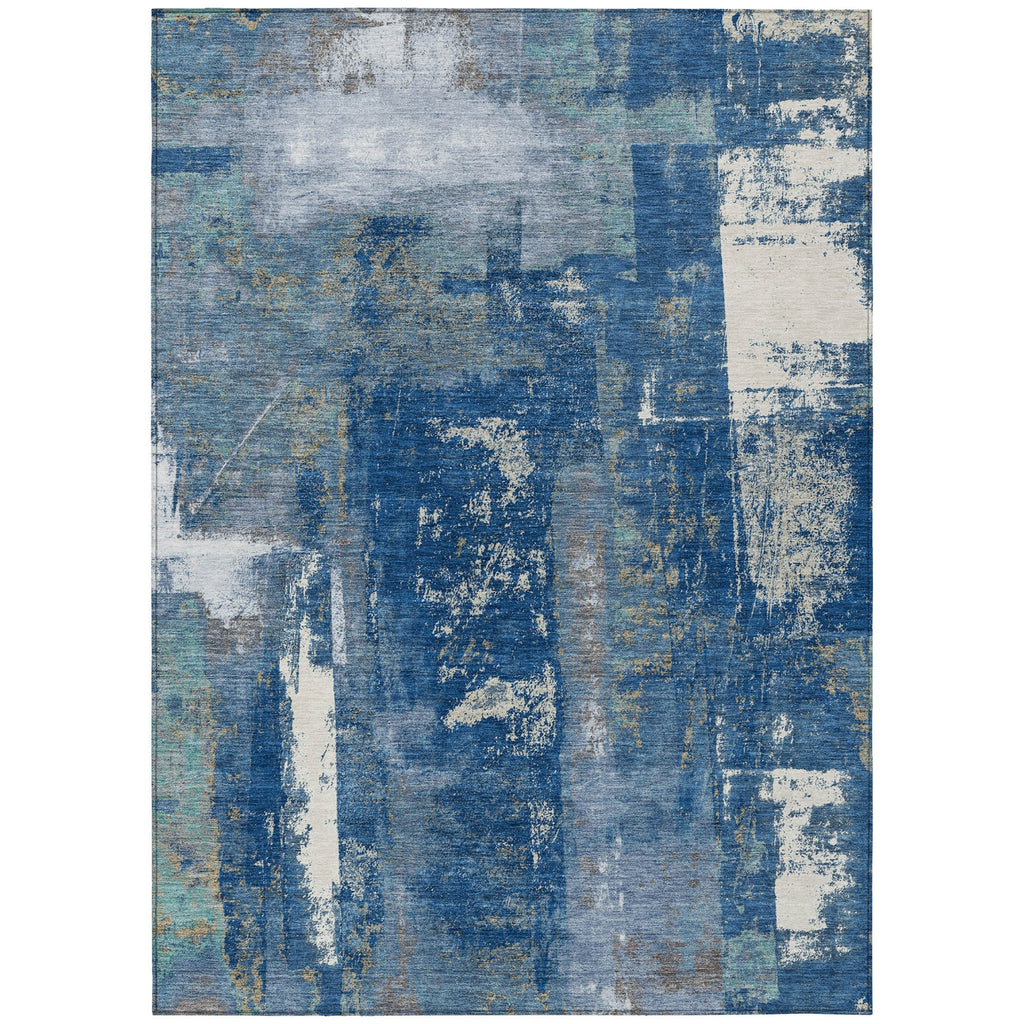 Piper Looms Chantille Abstract ACN1984 Navy Machine Washable Area Rug main image