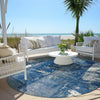 Piper Looms Chantille Abstract ACN1984 Navy Machine Washable Area Rug Round Outdoor Lifestyle Image Feature