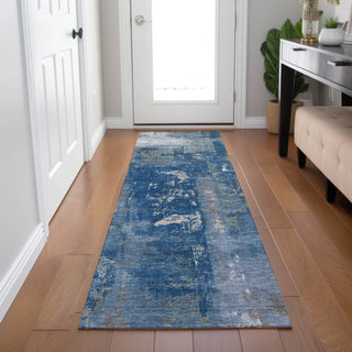 Piper Looms Chantille Abstract ACN1984 Navy Machine Washable Area Rug Runner Lifestyle Image Feature