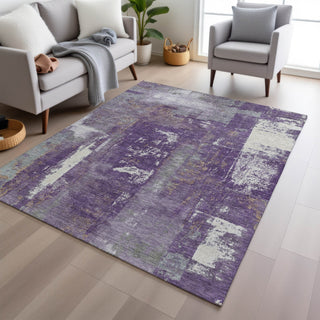 Piper Looms Chantille Abstract ACN1984 Purple Machine Washable Area Rug Lifestyle Image Feature