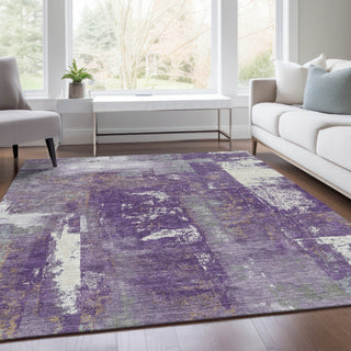 Piper Looms Chantille Abstract ACN1984 Purple Machine Washable Area Rug Lifestyle Image Feature