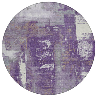 Piper Looms Chantille Abstract ACN1984 Purple Machine Washable Area Rug Round Main Image