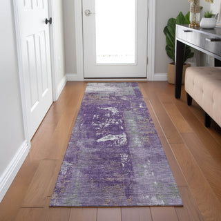 Piper Looms Chantille Abstract ACN1984 Purple Machine Washable Area Rug Runner Lifestyle Image Feature