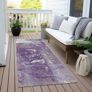 Piper Looms Chantille Abstract ACN1984 Purple Machine Washable Area Rug Runner Outdoor Lifestyle Image Feature