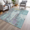Piper Looms Chantille Abstract ACN1984 Teal Machine Washable Area Rug Lifestyle Image Feature