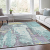 Piper Looms Chantille Abstract ACN1984 Teal Machine Washable Area Rug Lifestyle Image Feature