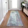 Piper Looms Chantille Abstract ACN1984 Teal Machine Washable Area Rug Runner Lifestyle Image Feature