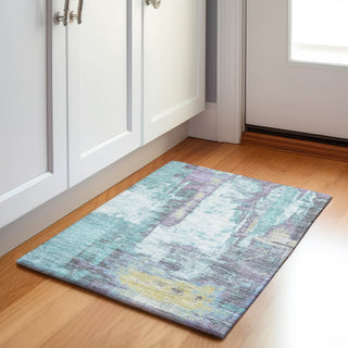 Piper Looms Chantille Abstract ACN1984 Teal Machine Washable Area Rug Scatter Lifestyle Image Feature