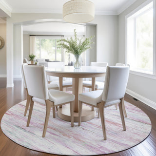 Piper Looms Chantille Abstract ACN1985 Blush Machine Washable Area Rug Round Lifestyle Image Feature