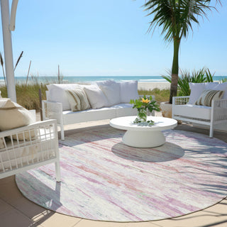 Piper Looms Chantille Abstract ACN1985 Blush Machine Washable Area Rug Round Outdoor Lifestyle Image Feature