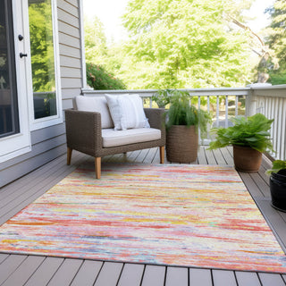Piper Looms Chantille Abstract ACN1985 Coral Machine Washable Area Rug Outdoor Lifestyle Image Feature