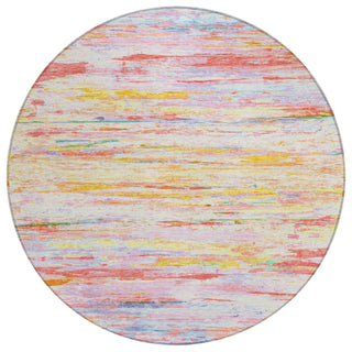 Piper Looms Chantille Abstract ACN1985 Coral Machine Washable Area Rug Round Main Image