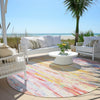 Piper Looms Chantille Abstract ACN1985 Coral Machine Washable Area Rug Round Outdoor Lifestyle Image Feature
