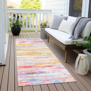 Piper Looms Chantille Abstract ACN1985 Coral Machine Washable Area Rug Runner Outdoor Lifestyle Image Feature