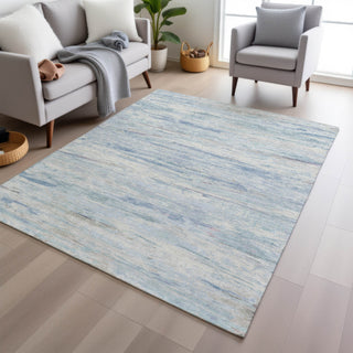 Piper Looms Chantille Abstract ACN1985 Sky Machine Washable Area Rug Lifestyle Image Feature