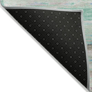 Piper Looms Chantille Abstract ACN1985 Teal Machine Washable Area Rug Backing Image