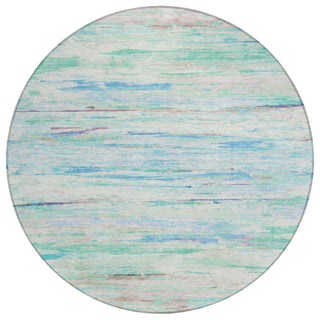 Piper Looms Chantille Abstract ACN1985 Teal Machine Washable Area Rug Round Main Image