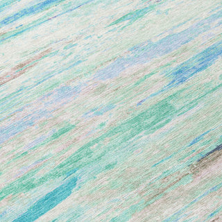 Piper Looms Chantille Abstract ACN1985 Teal Machine Washable Area Rug Swatch Image
