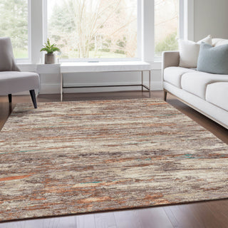 Piper Looms Chantille Abstract ACN1985 Terracotta Machine Washable Area Rug Lifestyle Image Feature