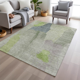 Piper Looms Chantille Abstract ACN1986 Aloe Machine Washable Area Rug Lifestyle Image Feature